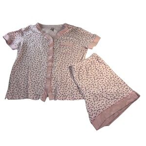 Secret Treasures Pink Floral Pajama Set Large 12-14 Short Sleeve Top & Shorts